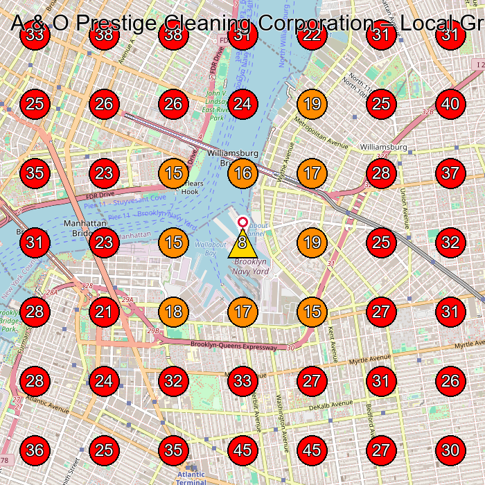 A & O Prestige Cleaning Corporation GeoGrid visibility map for Commercial Cleaning Service in None